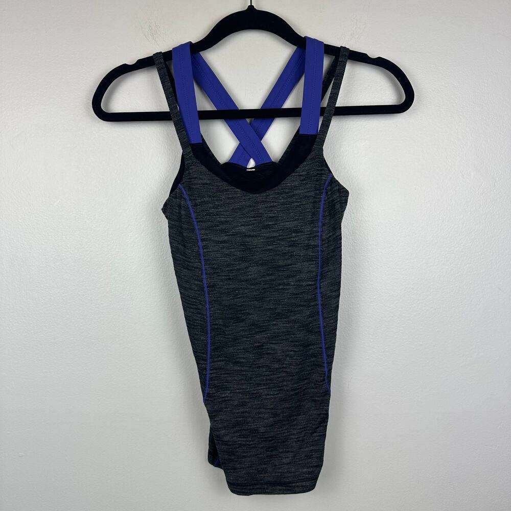 Lululemon Womens Double Strap Crossback Built-In Bra Active Grey/Purple Tank Top